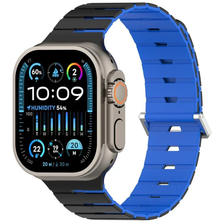 Magnetisches Silikonarmband im Melodica-Stil, zweifarbig, für Apple Watch 46 mm / 49 mm / 45 mm / 44 mm, für Apple Watch 42 mm / 41 mm / 40 mm / 38 mm
