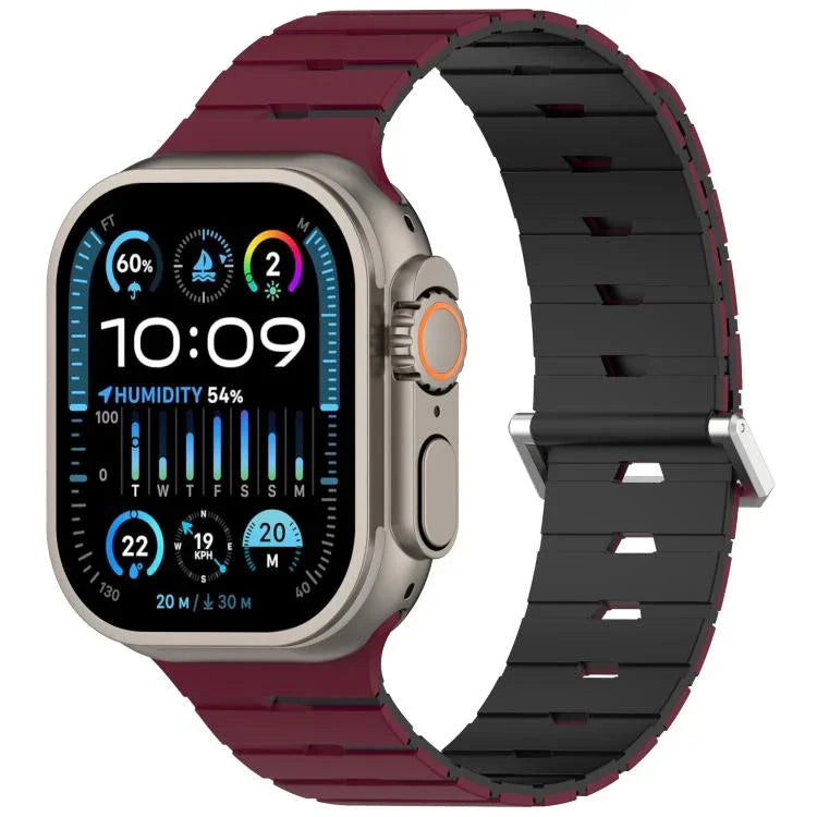 Magnetisches Silikonarmband im Melodica-Stil, zweifarbig, für Apple Watch 46 mm / 49 mm / 45 mm / 44 mm, für Apple Watch 42 mm / 41 mm / 40 mm / 38 mm