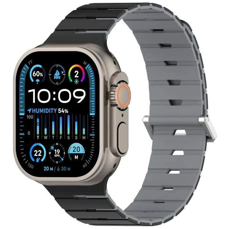 Magnetisches Silikonarmband im Melodica-Stil, zweifarbig, für Apple Watch 46 mm / 49 mm / 45 mm / 44 mm, für Apple Watch 42 mm / 41 mm / 40 mm / 38 mm