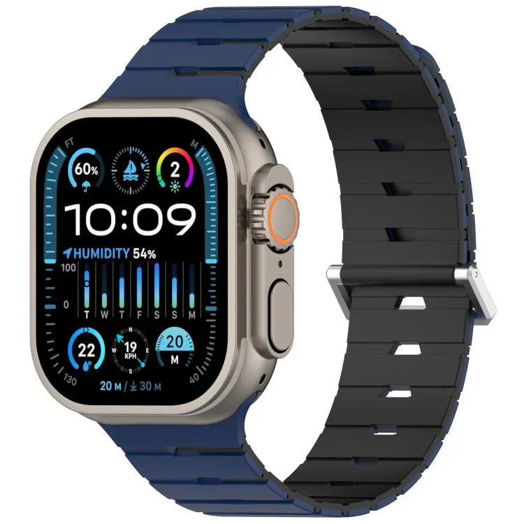 Magnetisches Silikonarmband im Melodica-Stil, zweifarbig, für Apple Watch 46 mm / 49 mm / 45 mm / 44 mm, für Apple Watch 42 mm / 41 mm / 40 mm / 38 mm