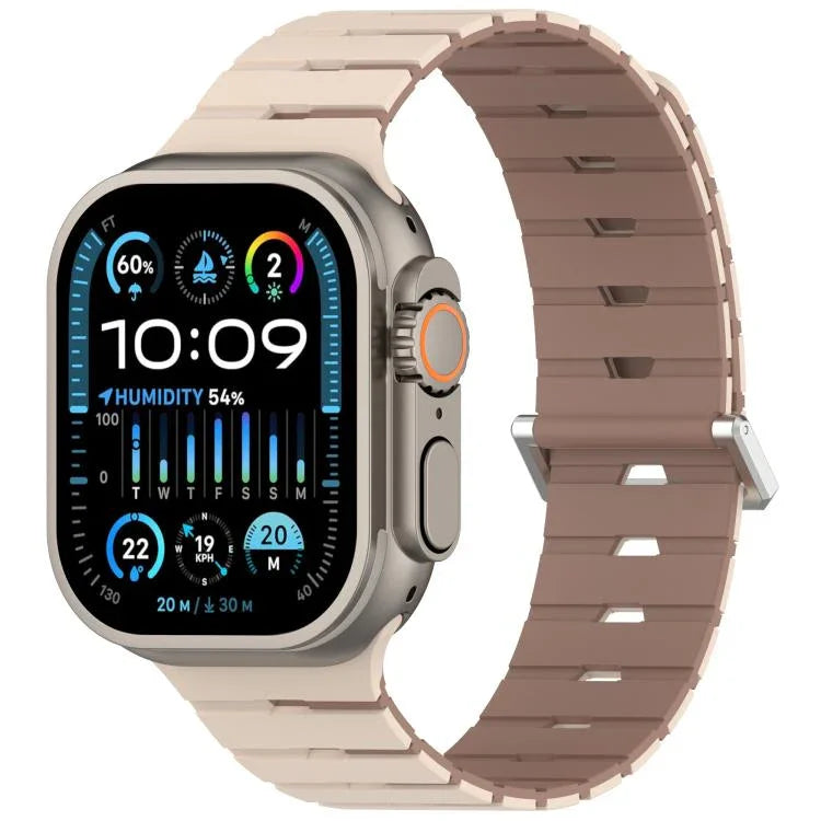 Magnetisches Silikonarmband im Melodica-Stil, zweifarbig, für Apple Watch 46 mm / 49 mm / 45 mm / 44 mm, für Apple Watch 42 mm / 41 mm / 40 mm / 38 mm