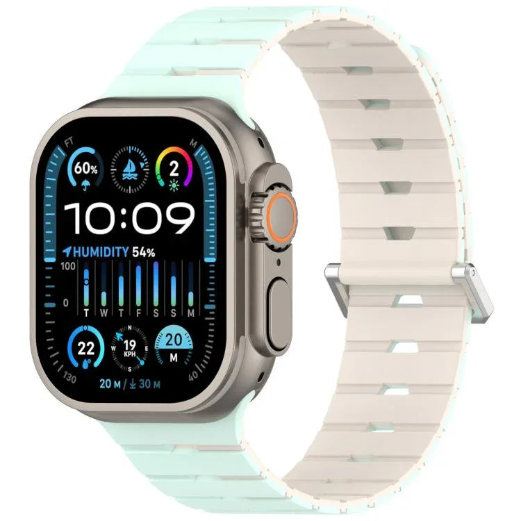 Magnetisches Silikonarmband im Melodica-Stil, zweifarbig, für Apple Watch 46 mm / 49 mm / 45 mm / 44 mm, für Apple Watch 42 mm / 41 mm / 40 mm / 38 mm