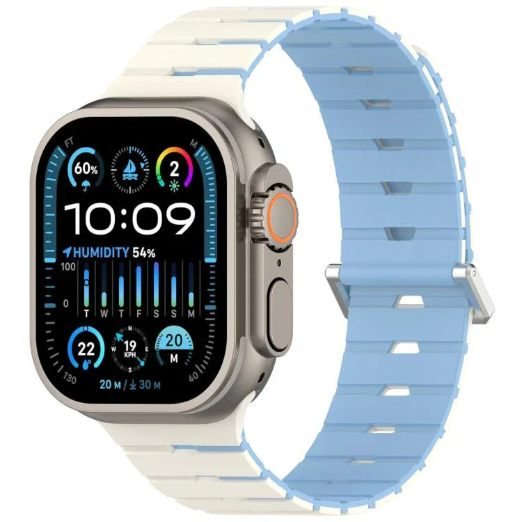 Magnetisches Silikonarmband im Melodica-Stil, zweifarbig, für Apple Watch 46 mm / 49 mm / 45 mm / 44 mm, für Apple Watch 42 mm / 41 mm / 40 mm / 38 mm