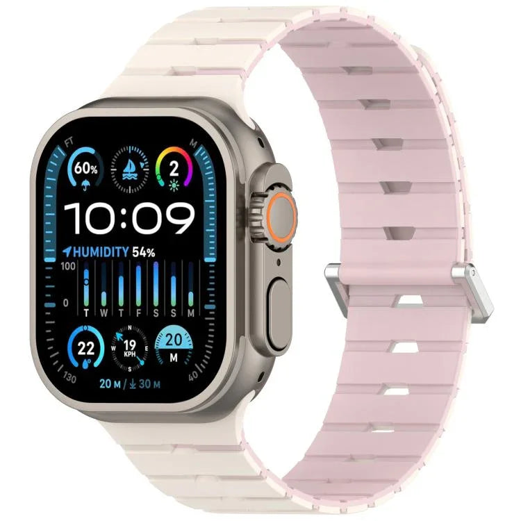 Magnetisches Silikonarmband im Melodica-Stil, zweifarbig, für Apple Watch 46 mm / 49 mm / 45 mm / 44 mm, für Apple Watch 42 mm / 41 mm / 40 mm / 38 mm