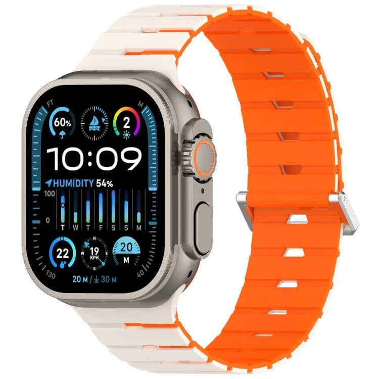 Magnetisches Silikonarmband im Melodica-Stil, zweifarbig, für Apple Watch 46 mm / 49 mm / 45 mm / 44 mm, für Apple Watch 42 mm / 41 mm / 40 mm / 38 mm