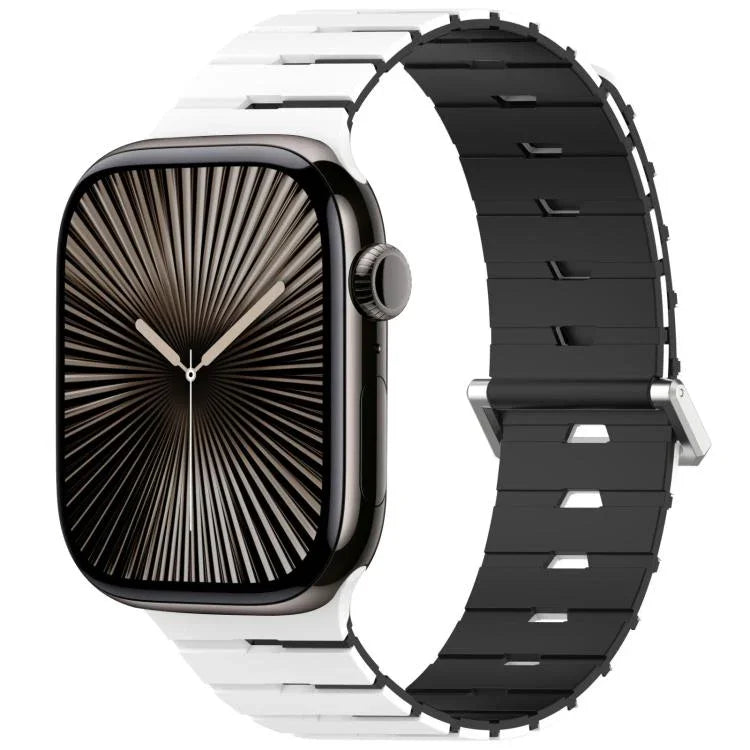 Magnetisches Silikonarmband im Melodica-Stil, zweifarbig, für Apple Watch 46 mm / 49 mm / 45 mm / 44 mm, für Apple Watch 42 mm / 41 mm / 40 mm / 38 mm