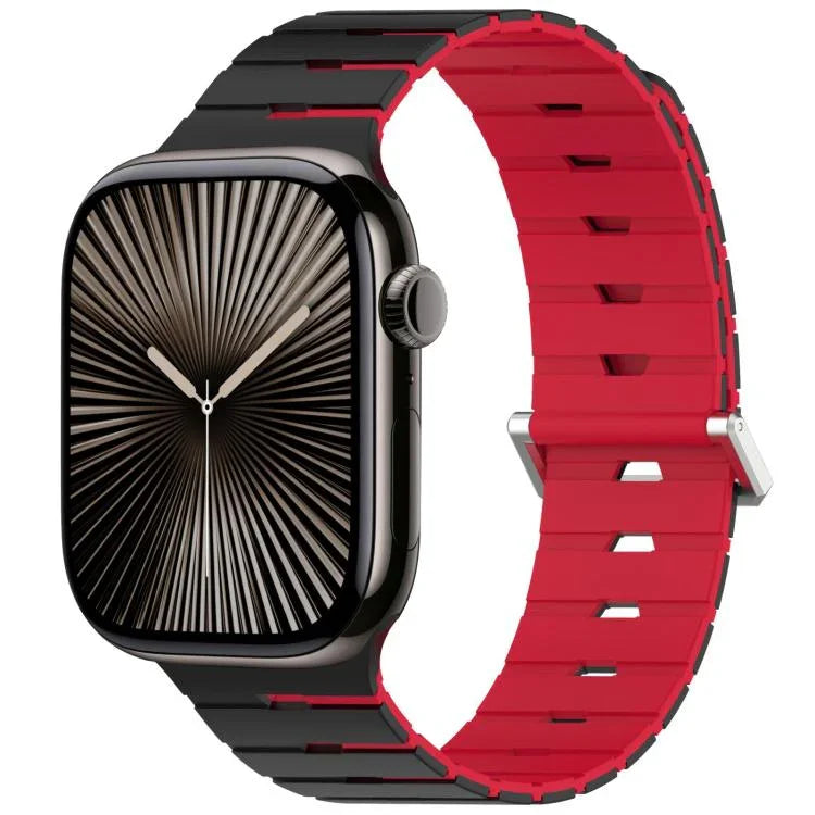 Magnetisches Silikonarmband im Melodica-Stil, zweifarbig, für Apple Watch 46 mm / 49 mm / 45 mm / 44 mm, für Apple Watch 42 mm / 41 mm / 40 mm / 38 mm