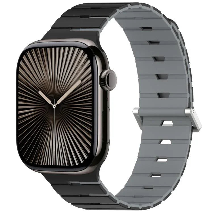 Magnetisches Silikonarmband im Melodica-Stil, zweifarbig, für Apple Watch 46 mm / 49 mm / 45 mm / 44 mm, für Apple Watch 42 mm / 41 mm / 40 mm / 38 mm