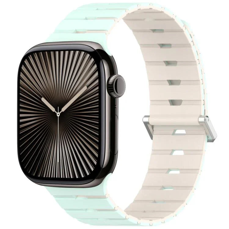 Magnetisches Silikonarmband im Melodica-Stil, zweifarbig, für Apple Watch 46 mm / 49 mm / 45 mm / 44 mm, für Apple Watch 42 mm / 41 mm / 40 mm / 38 mm