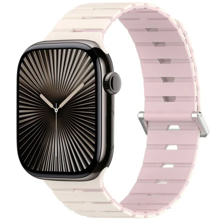 Magnetisches Silikonarmband im Melodica-Stil, zweifarbig, für Apple Watch 46 mm / 49 mm / 45 mm / 44 mm, für Apple Watch 42 mm / 41 mm / 40 mm / 38 mm