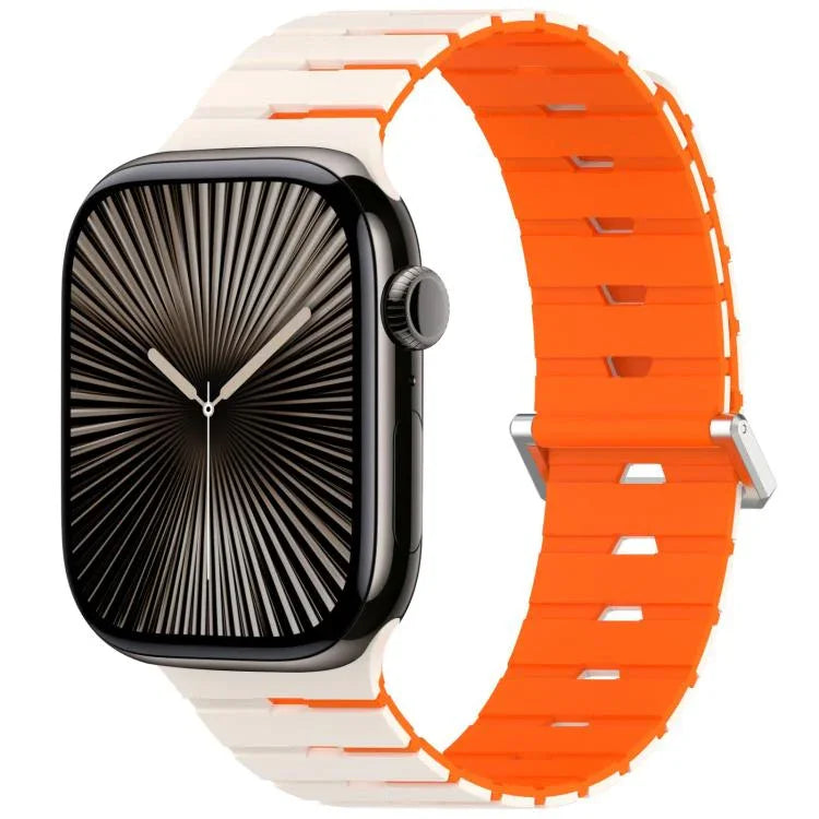 Magnetisches Silikonarmband im Melodica-Stil, zweifarbig, für Apple Watch 46 mm / 49 mm / 45 mm / 44 mm, für Apple Watch 42 mm / 41 mm / 40 mm / 38 mm