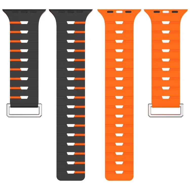 Magnetisches Silikonarmband im Melodica-Stil, zweifarbig, für Apple Watch 46 mm / 49 mm / 45 mm / 44 mm, für Apple Watch 42 mm / 41 mm / 40 mm / 38 mm