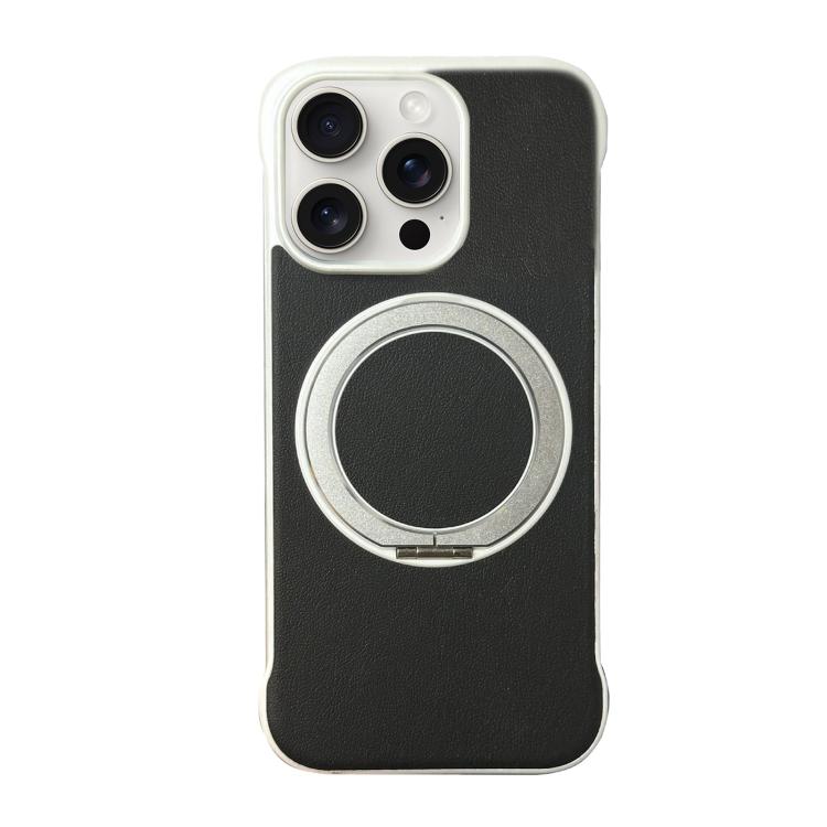 Frameless Leather-Skin PC MagSafe Holder Phone Case, For iPhone 16 Plus, For iPhone 16, For iPhone 15 Pro Max, For iPhone 15 Pro, For iPhone 15 Plus, For iPhone 15