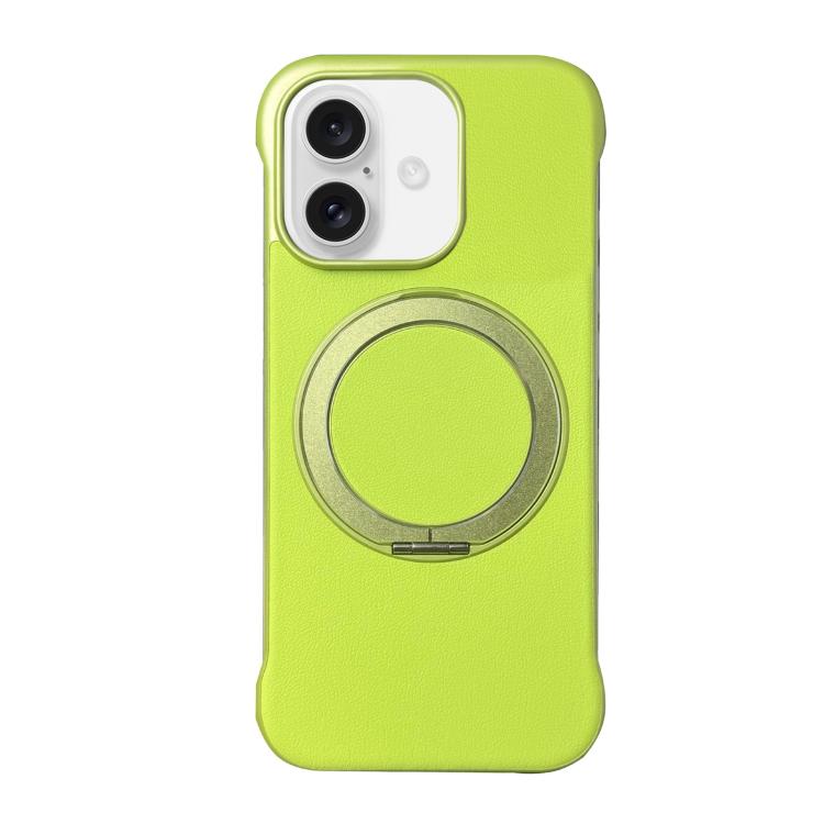 Frameless Leather-Skin PC MagSafe Holder Phone Case, For iPhone 16 Plus, For iPhone 16, For iPhone 15 Pro Max, For iPhone 15 Pro, For iPhone 15 Plus, For iPhone 15