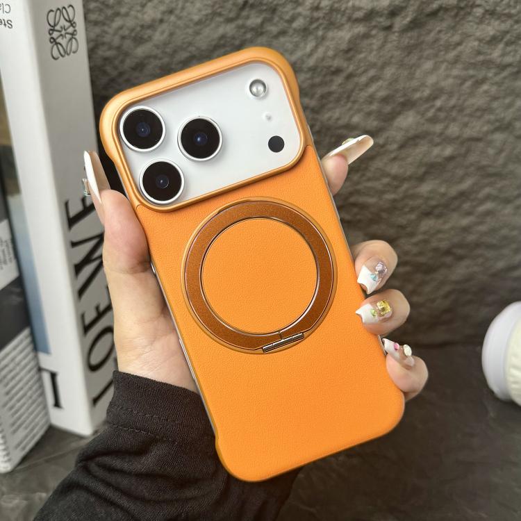 Frameless Leather-Skin PC MagSafe Holder Phone Case, For iPhone 17 Pro Max, For iPhone 17 Pro, For iPhone 17, For iPhone Air, For iPhone 16 Pro Max, For iPhone 16 Pro