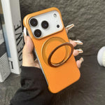 Frameless Leather-Skin PC MagSafe Holder Phone Case, For iPhone 16 Plus, For iPhone 16, For iPhone 15 Pro Max, For iPhone 15 Pro, For iPhone 15 Plus, For iPhone 15