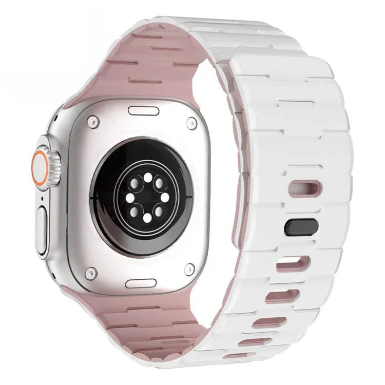 Magnetisches Silikonarmband mit Pferdeprägung und einem Stiftverschluss, passend für Apple Watch 46 mm / 49 mm / 45 mm / 44 mm