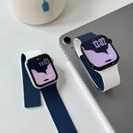 Zweifarbiges, magnetisches Silikonarmband mit Litschi-Textur, passend für Apple Watch 46 mm / 49 mm / 45 mm / 44 mm und 42 mm / 41 mm / 40 mm / 38 mm