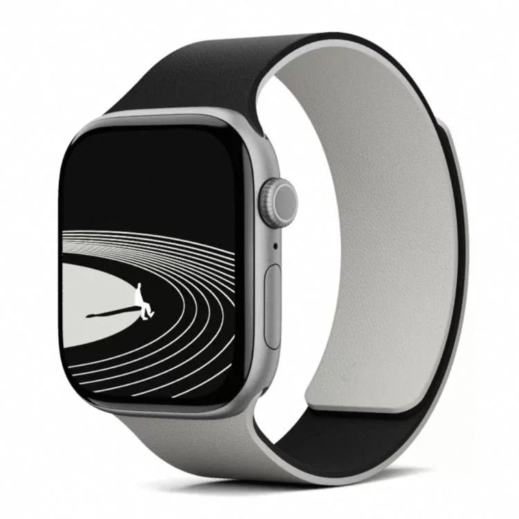 Zweifarbiges, magnetisches Silikonarmband mit Litschi-Textur, passend für Apple Watch 46 mm / 49 mm / 45 mm / 44 mm und 42 mm / 41 mm / 40 mm / 38 mm