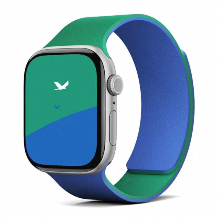 Zweifarbiges, magnetisches Silikonarmband mit Litschi-Textur, passend für Apple Watch 46 mm / 49 mm / 45 mm / 44 mm und 42 mm / 41 mm / 40 mm / 38 mm