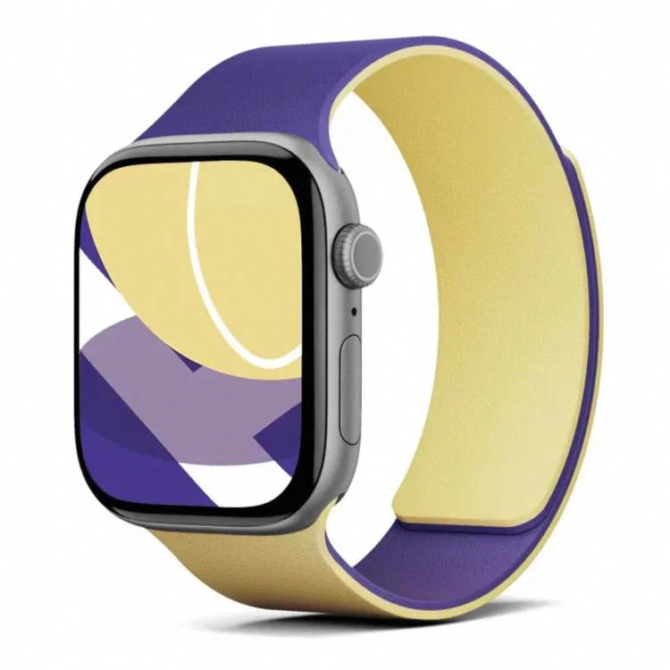 Zweifarbiges, magnetisches Silikonarmband mit Litschi-Textur, passend für Apple Watch 46 mm / 49 mm / 45 mm / 44 mm und 42 mm / 41 mm / 40 mm / 38 mm
