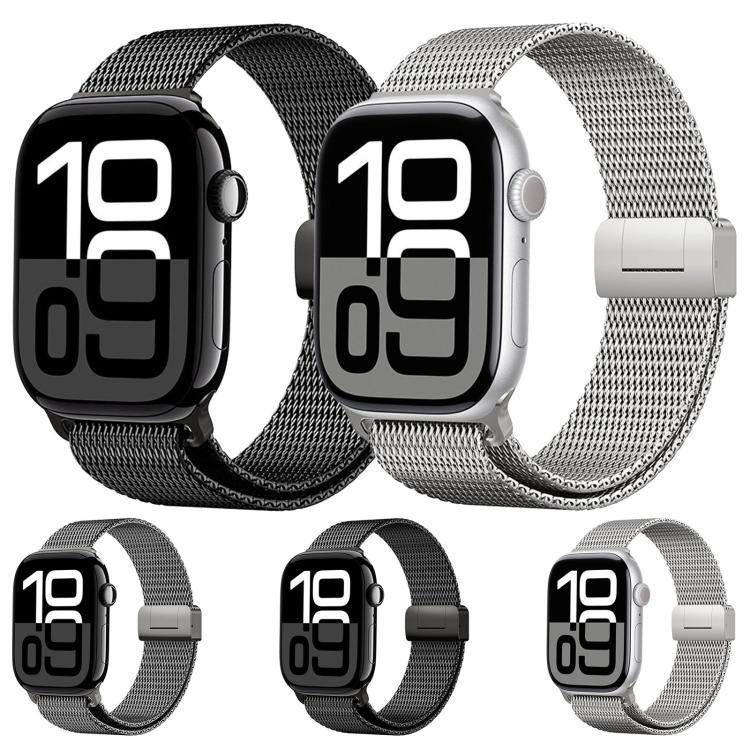 Milanaise-Armband mit Magnetverschluss, komplett aus Titan, für Apple Watch 46 mm / 49 mm / 45 mm / 44 mm