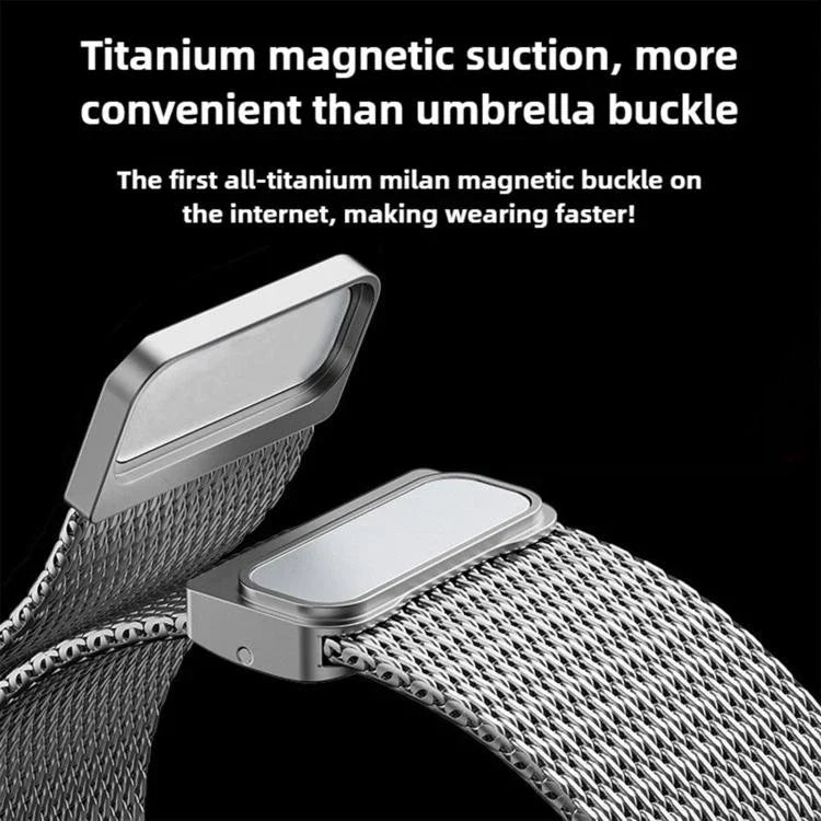 Milanaise-Armband mit Magnetverschluss, komplett aus Titan, für Apple Watch 46 mm / 49 mm / 45 mm / 44 mm