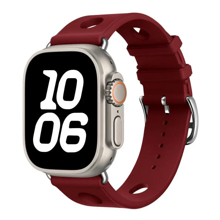 Silikonarmband mit Leiterschnalle, passend für Apple Watch 46 mm / 49 mm / 45 mm / 44 mm und 42 mm / 41 mm / 40 mm / 38 mm