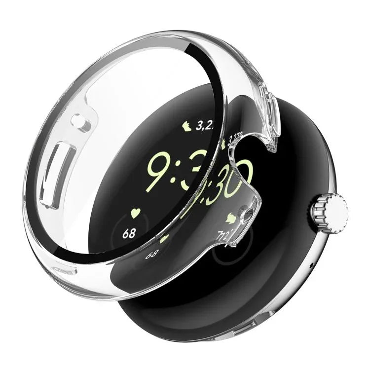 ENKAY Hat-Prince Vollflächige Schutzfolie aus gehärtetem Glas mit integrierter PC-Schutzhülle für Google Pixel Watch 4 (45 mm) und Google Pixel Watch 4 (41 mm)