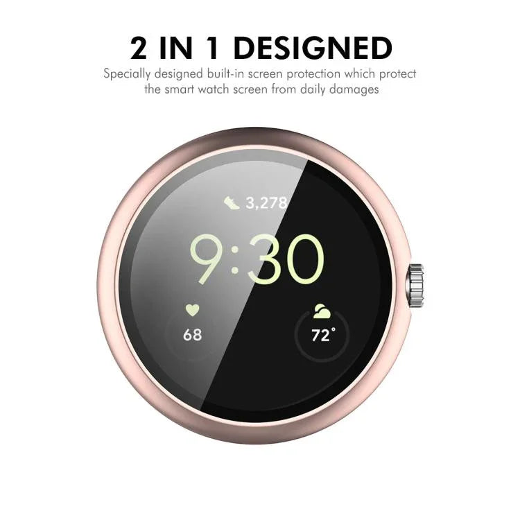 ENKAY Hat-Prince Vollflächige Schutzfolie aus gehärtetem Glas mit integrierter PC-Schutzhülle für Google Pixel Watch 4 (45 mm) und Google Pixel Watch 4 (41 mm)