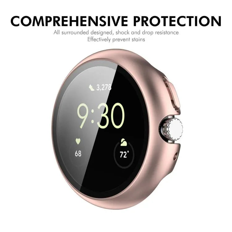 ENKAY Hat-Prince Vollflächige Schutzfolie aus gehärtetem Glas mit integrierter PC-Schutzhülle für Google Pixel Watch 4 (45 mm) und Google Pixel Watch 4 (41 mm)