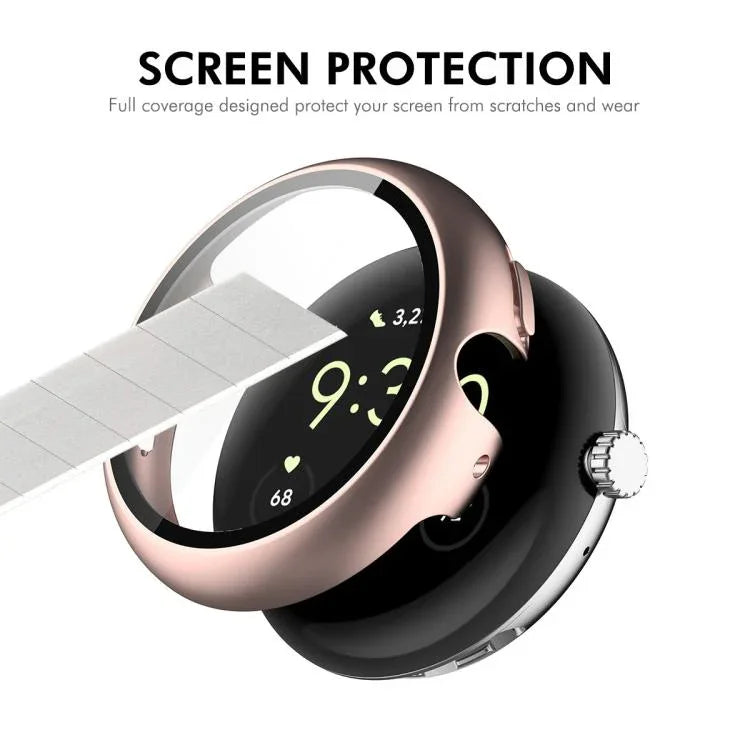 ENKAY Hat-Prince Vollflächige Schutzfolie aus gehärtetem Glas mit integrierter PC-Schutzhülle für Google Pixel Watch 4 (45 mm) und Google Pixel Watch 4 (41 mm)