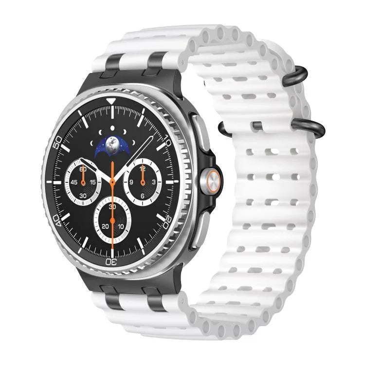 Atmungsaktives Silikonarmband mit Löchern, schwarzer Ringschnalle, passend für Samsung Galaxy Watch8 / Watch8 Classic
