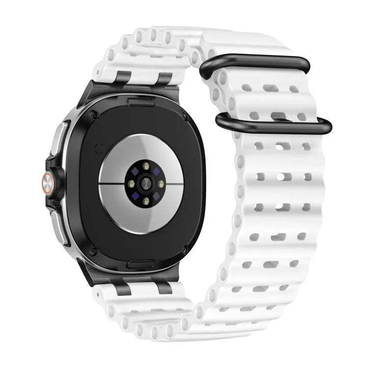 Atmungsaktives Silikonarmband mit Löchern, schwarzer Ringschnalle, passend für Samsung Galaxy Watch8 / Watch8 Classic