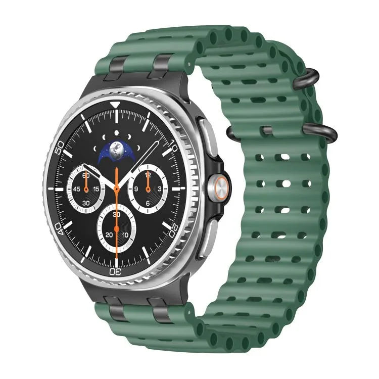 Atmungsaktives Silikonarmband mit Löchern, schwarzer Ringschnalle, passend für Samsung Galaxy Watch8 / Watch8 Classic
