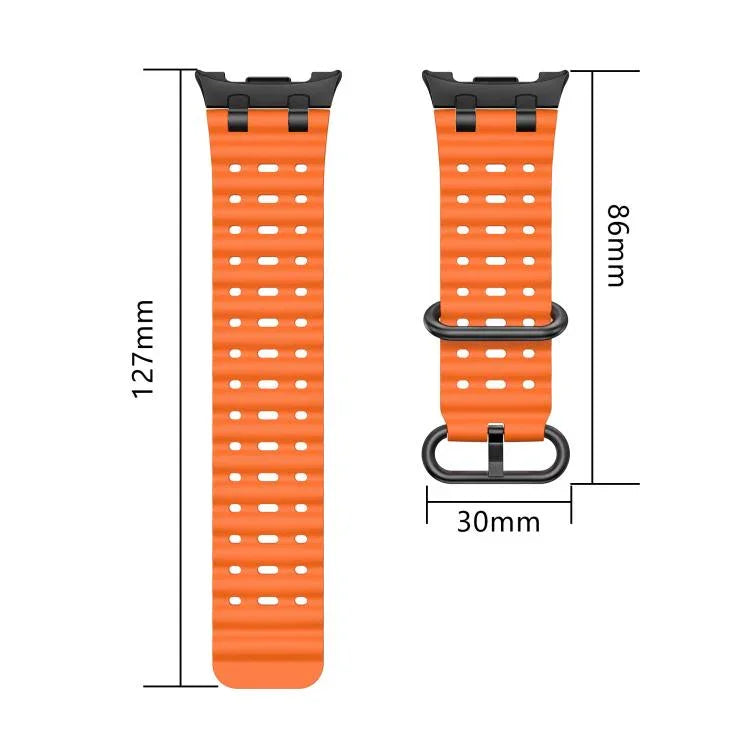 Atmungsaktives Silikonarmband mit Löchern, schwarzer Ringschnalle, passend für Samsung Galaxy Watch8 / Watch8 Classic