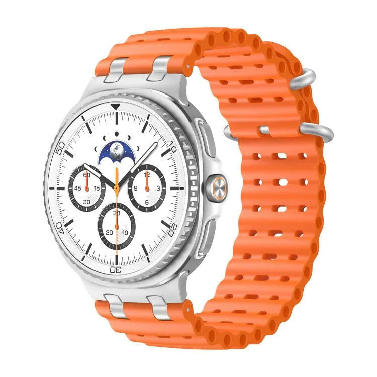 Atmungsaktives Silikonarmband mit Löchern, silbernem Ringverschluss, passend für Samsung Galaxy Watch8 / Watch8 Classic