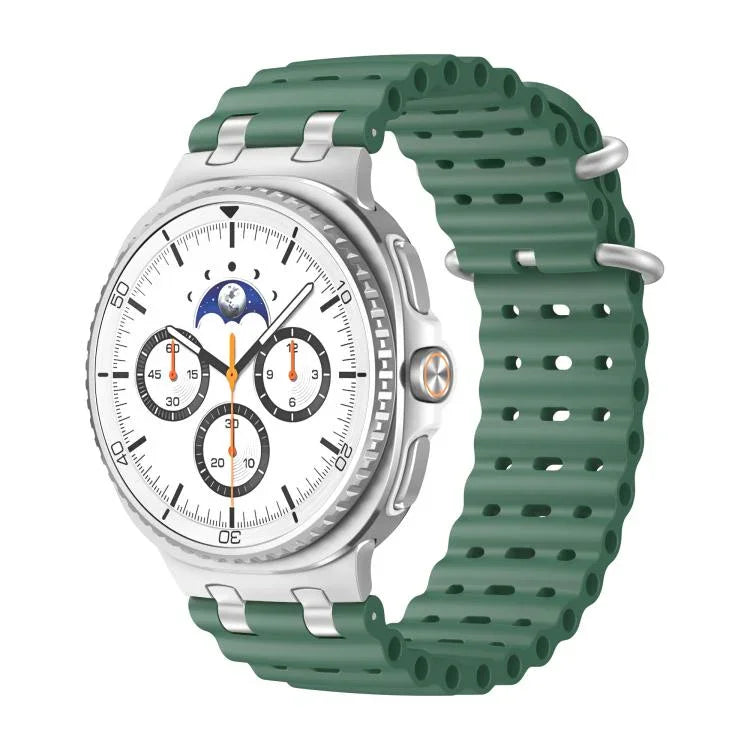 Atmungsaktives Silikonarmband mit Löchern, silbernem Ringverschluss, passend für Samsung Galaxy Watch8 / Watch8 Classic