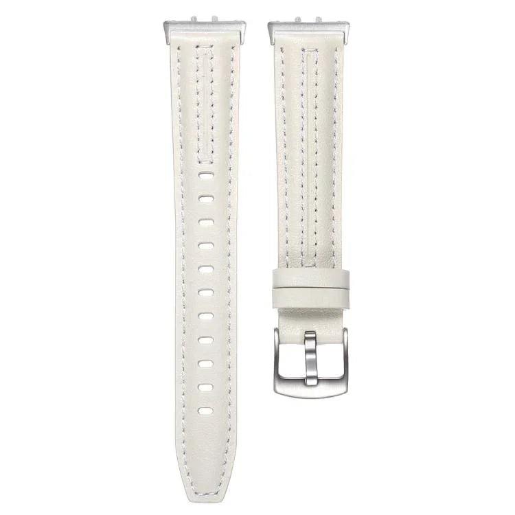 Silbernes, konkaves Lederarmband mit Dornschließe, passend für Samsung Galaxy Fit 3