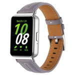 Silbernes, konkaves Lederarmband mit Dornschließe, passend für Samsung Galaxy Fit 3