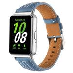 Silbernes, konkaves Lederarmband mit Dornschließe, passend für Samsung Galaxy Fit 3