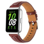 Silbernes, konkaves Lederarmband mit Dornschließe, passend für Samsung Galaxy Fit 3