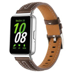 Silbernes, konkaves Lederarmband mit Dornschließe, passend für Samsung Galaxy Fit 3