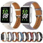 Silbernes, konkaves Lederarmband mit Dornschließe, passend für Samsung Galaxy Fit 3