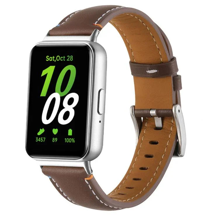Genähtes, spitz zulaufendes Lederarmband für Samsung Galaxy Fit 3