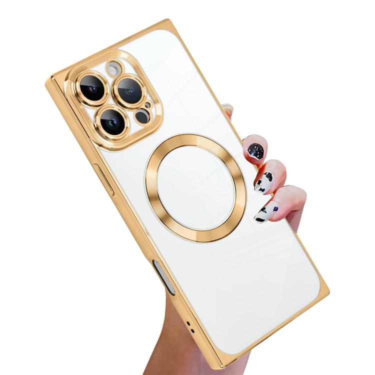 Right Angle Square Electroplated CD Pattern TPU MagSafe Phone Case, For iPhone 14 Plus, For iPhone 14, For iPhone 14 Pro, For iPhone 14 Pro Max, For iPhone 13 Pro Max, For iPhone 13 Pro