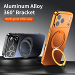 360 Degree Rotating Holder MagSafe Electroplated Phone Case with Lens Cover, For iPhone 14 Pro Max, For iPhone 13 Pro Max, For iPhone 13 Pro, For iPhone 13