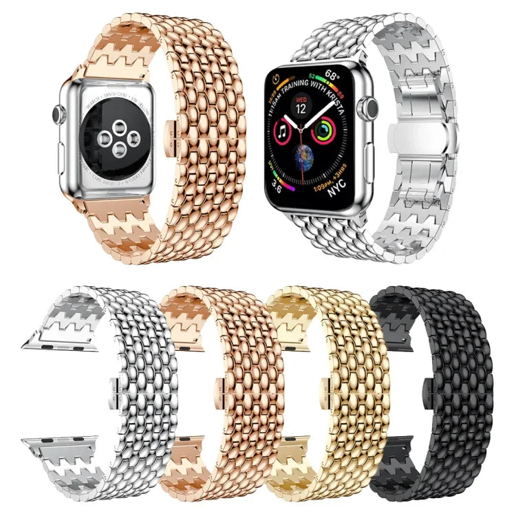 Armband aus massivem Edelstahl mit Drachenmuster für Apple Watch Series 3, 2 und 1 (38 mm)