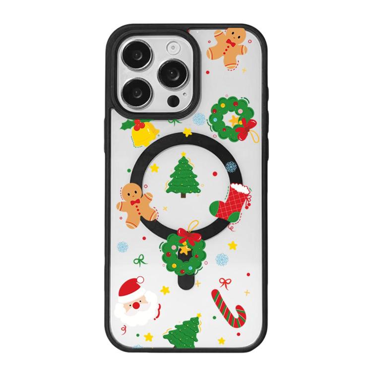 Christmas Series Strong Magnetic Painted Black Edge Phone Case, For iPhone 16 Pro Max, For iPhone 16 Pro, For iPhone 16