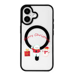 Christmas Series Strong Magnetic Painted Black Edge Phone Case, For iPhone 16 Pro Max, For iPhone 16 Pro, For iPhone 16